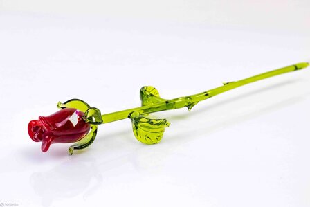 Oranje roos van glas. steel 32-34 cm 
