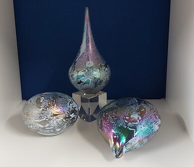 Hart van mond geblazen glas basiskleur Zilver  Mini Urn