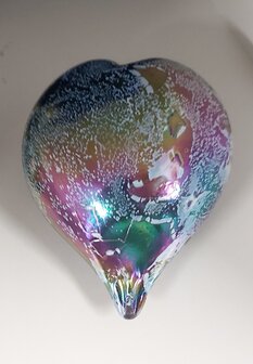 Hart van mond geblazen glas basiskleur Zilver  Mini Urn