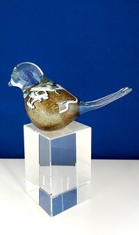 Glazen vogel Bruin gestreept