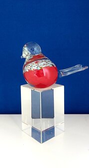 Glazen vogel Rood met strepen