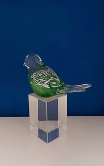 Glazen vogel Groen met strepen