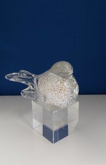 Mini Urn Glazen vogel Wit met gouden stippen