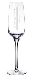 Gegraveerd Champagneglas met namen en datum HW17C