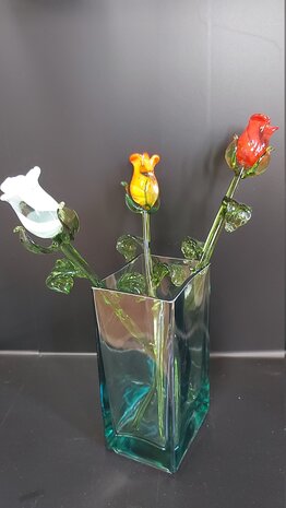 Oranje roos van glas. steel 32-34 cm 