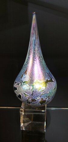 Druppel van mond geblazen glas basiskleur Zilver