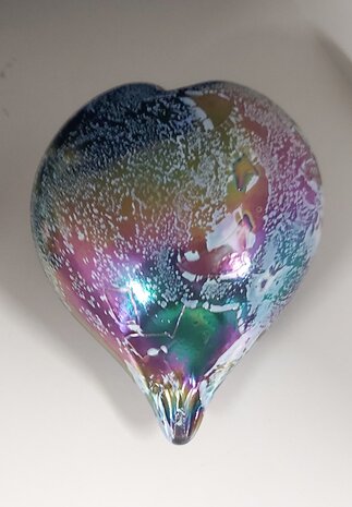 Hart van mond geblazen glas basiskleur Zilver  Mini Urn