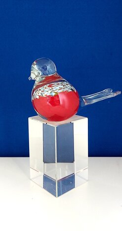 Glazen vogel Rood met strepen