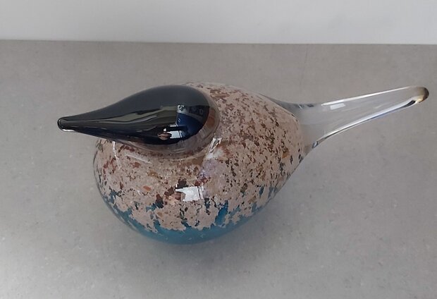 Vogel  Aarde - Water Goud-Blauw Glas 