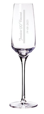 Gegraveerd Champagneglas met namen en datum HW17C