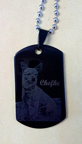 Dog Tag zwart gelakt met naam 