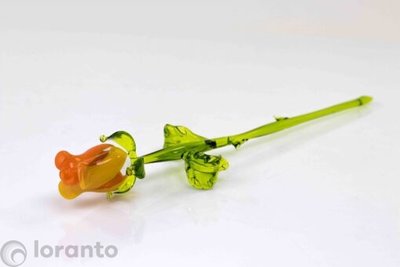 Oranje roos van glas. steel 32-34 cm 