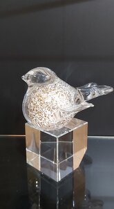 Mini Urn Glazen vogel Wit met gouden stippen